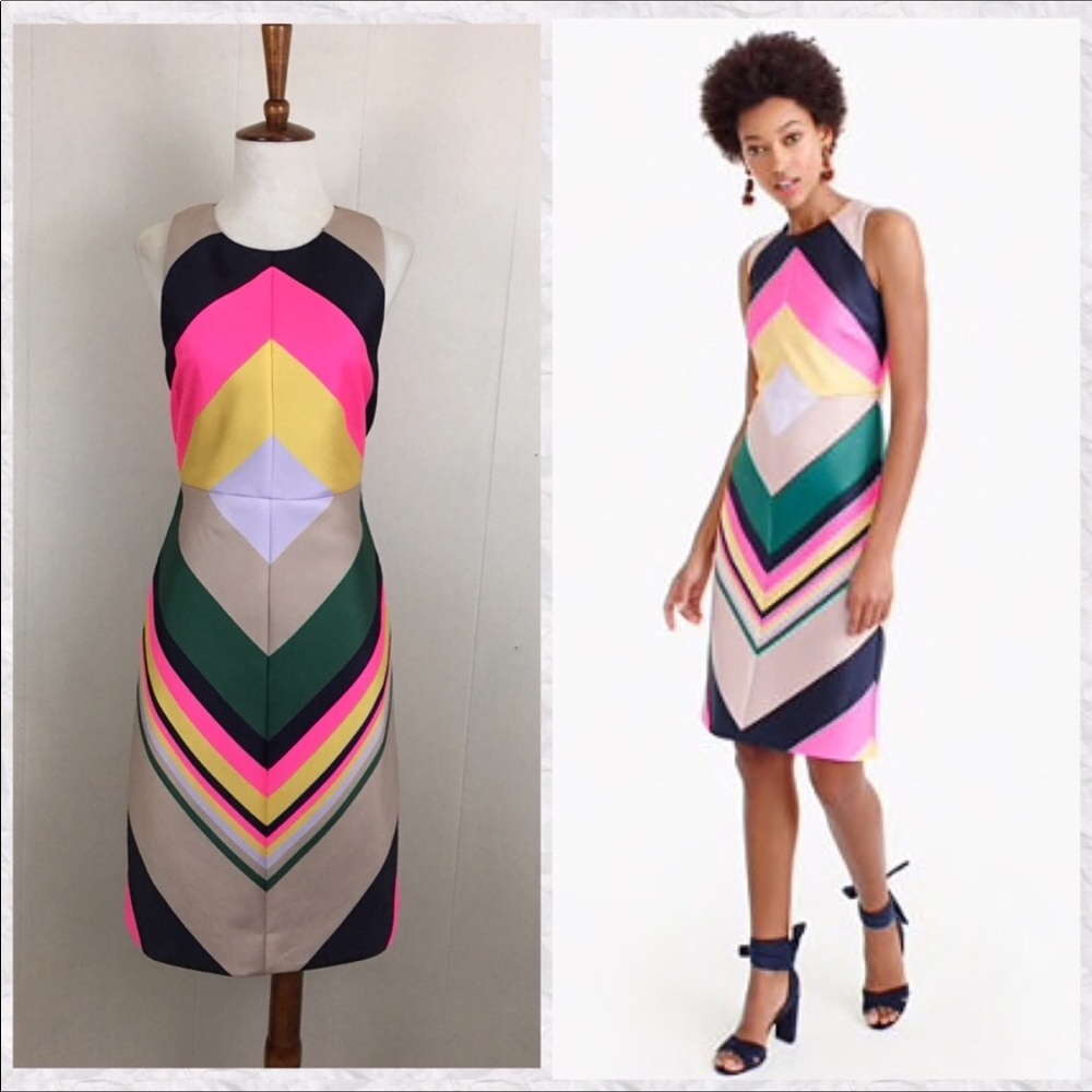 J. Crew Multicolor Chevron Dress